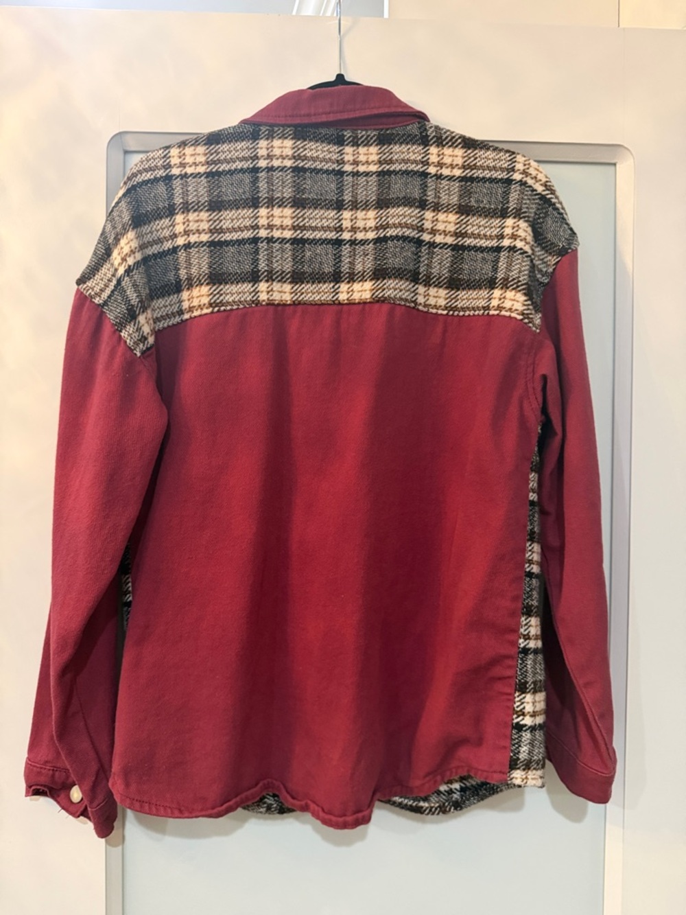 Red Plaid Button-Up Shacket - Picture 3 of 5